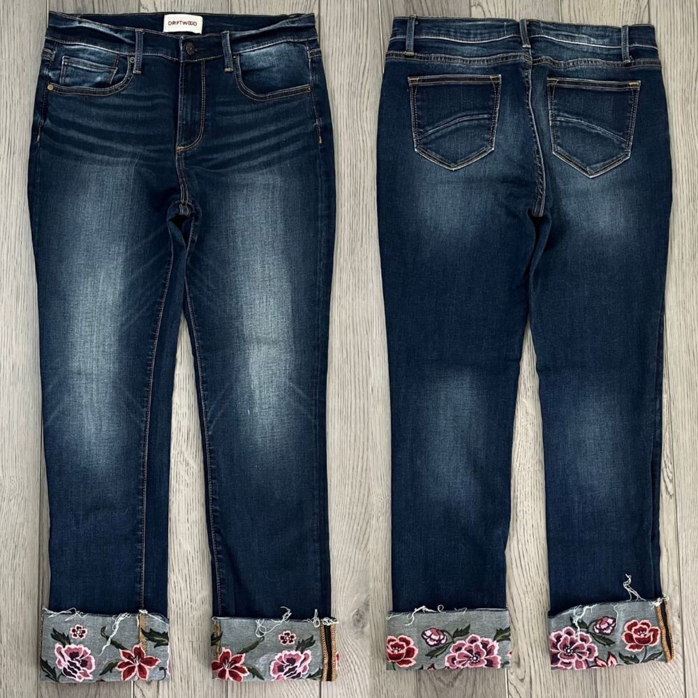 Driftwood Womens Size 28 Colette Off The Cuff Embroidered Floral Cropped Jeans